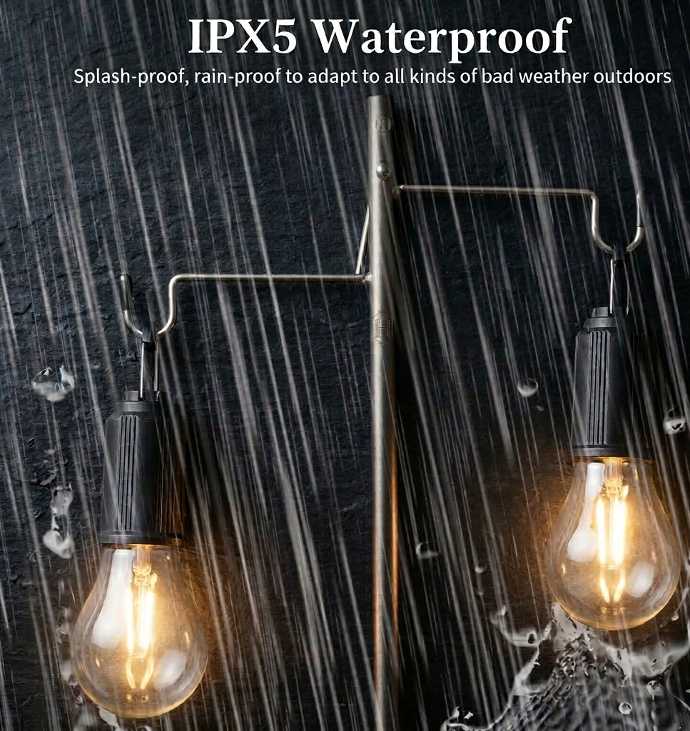 Solar Tent Camping Light Bulb Rechargeable Portable LED Camping Lantern 3 Modes