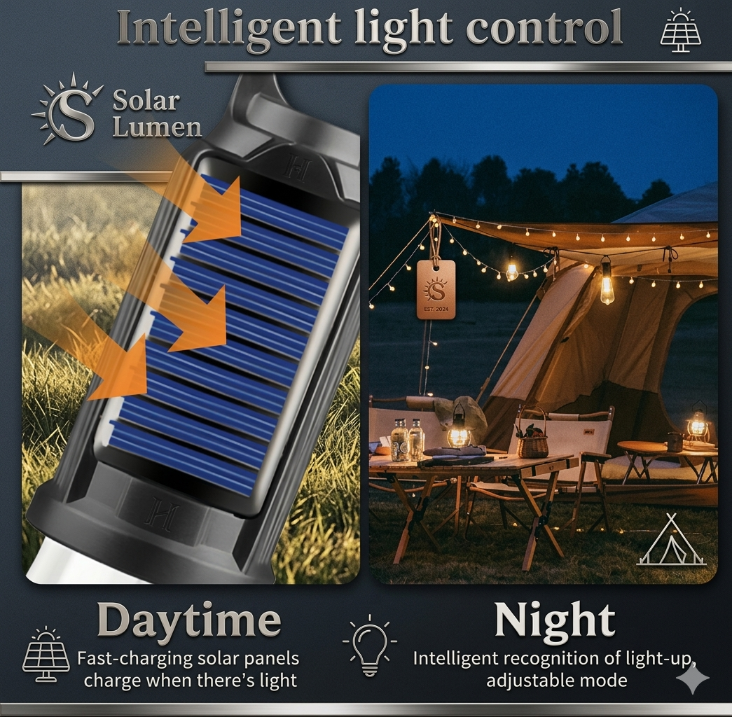 Solar Tent Camping Light Bulb Rechargeable Portable LED Camping Lantern 3 Modes